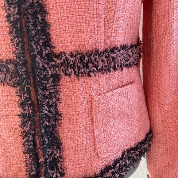 NWOT apt.9 Pink Tweed Jacket with black Trim detailed sleeve size 14 - Picture 7 of 16